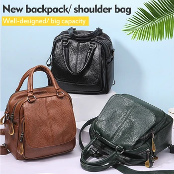

Female Korean New Backpack Casual Travel Bag Large Capacity Handbag Shoulder Bag Messenger Bag Soft Leather Anti-theft Bag