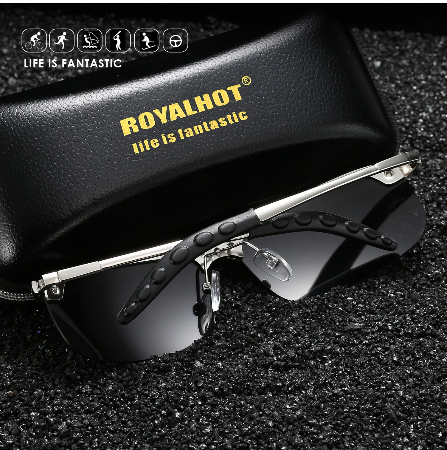RoyalHot, мужские, женские, поляризационные, алой, Прямоугольная оправа, солнцезащитные очки, для вождения, солнцезащитные очки, оттенки, Oculos masculino, мужские, p10013