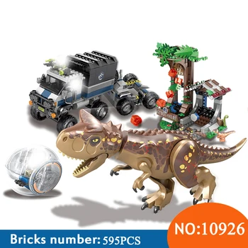 

New Bela 10926 595pcs Lepining Jurassic World Carnotaurus Gyrosphere Escape Model Building Block Toys For Children