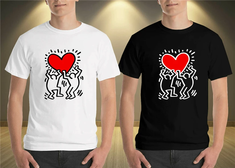 Keith Haring Dancing Dog Pop Black White T-Shirt S-2Xl Breathable Tee Shirt | Мужская одежда