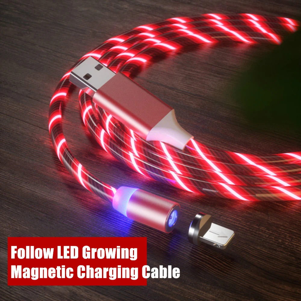 Micro USB Type C Follow Glowing LED Megnetic Charger Cable for iPhone 11 Pro Motorola E6 G8 Play Plus One Macro E6s Zoom | Мобильные