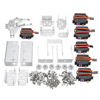 

Aluminium 6Dof Arm Mechanical Robotic Arm Clamp Claw Mount Kit W/Servos Servo Horn For for Arduino-Silver