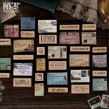 

Vintage Wooden Post Office Stamps English Digital Mini Wooden Rubber Stamps For Scrapbooking Bullet Stationery Standard Stamp