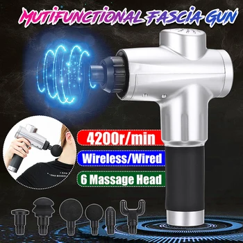 

4200r/min Therapy Massage Guns 6 Speeds Muscle Massager Pain Sport Massage Machine Relax Body Slimming Relief With 6 Heads