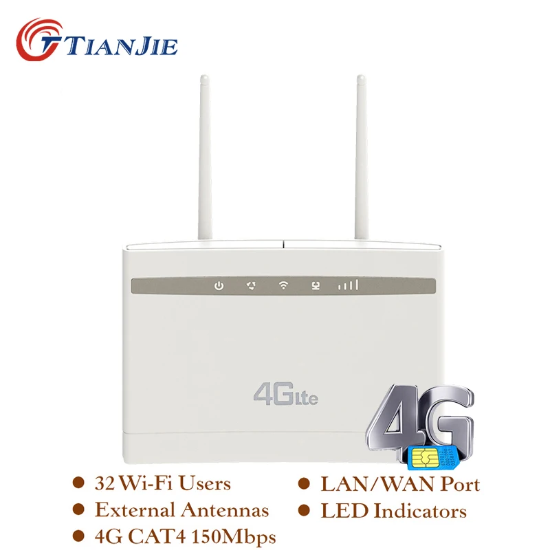 TIANJIE R102 3g WCDMA/UTMS/HSPA Беспроводной Wi-Fi 3 RJ45 PORTrouter 4G LTE FDD TDD cellular домашний маршрутизатор с гнезда sim-карты