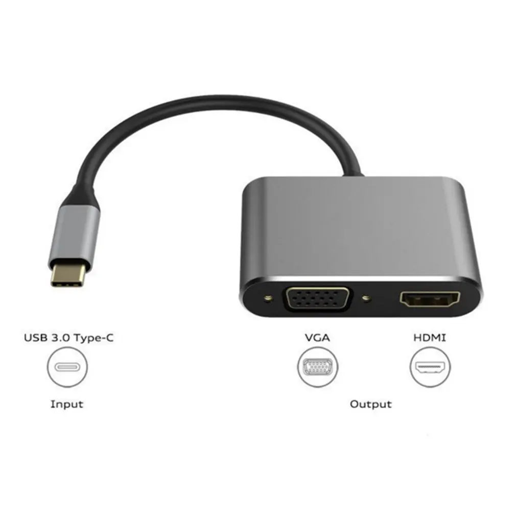 2 в 1 USB 3,0 USB2.0 к HDMI адаптер 4K HD 1080P type-C к HDMI/VGA аудио-видео кабель конвертер для ноутбука Macbook компьютер