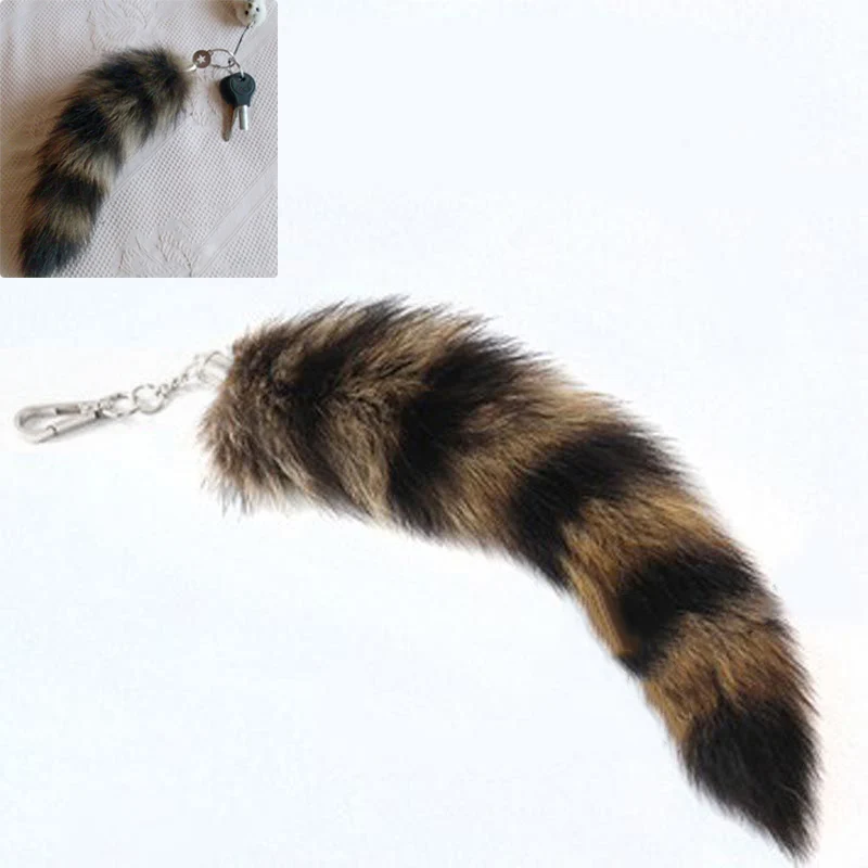 Cute Fox Racoon Tail Keychain Fur Pendant Key Chain Bags Charm Keys Holder Couple Keyrings NIN668 | Украшения и аксессуары