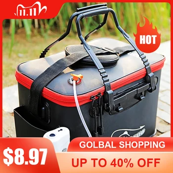 HOT SALE ❤️ DKSAHEMTB EVA Portable Fishing Bag Folding Thicken Live Fishing Box Tank Bucket Camping Fishing Tackle Fishbox Storage Bag MJ - discount item 33% OFF Sports & Entertainment