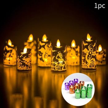 

Decorations Holiday Lighting Flickering Halloween Home Cake Multicolor Led Plastic Flameless Simulation DIY Candle Lamp Party