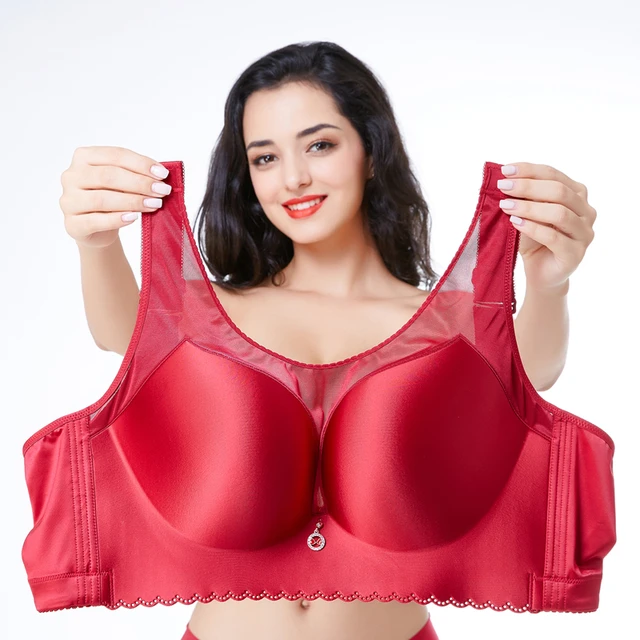 Plus Size 40-52 Sexy Seamless Bras for Fat Mm Oversize Cup Lingerie with  Adjustable Back Underwear Push Up Lace Bra (Color : Red, Size : 50/115)