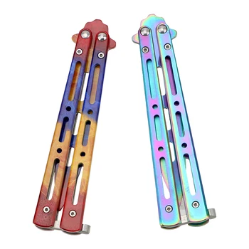 

NICEYARD Stainless Steel Folding knife Practice Butterfly Knife Training Knife Outdoor Sports Tool Dull Tool No Edge