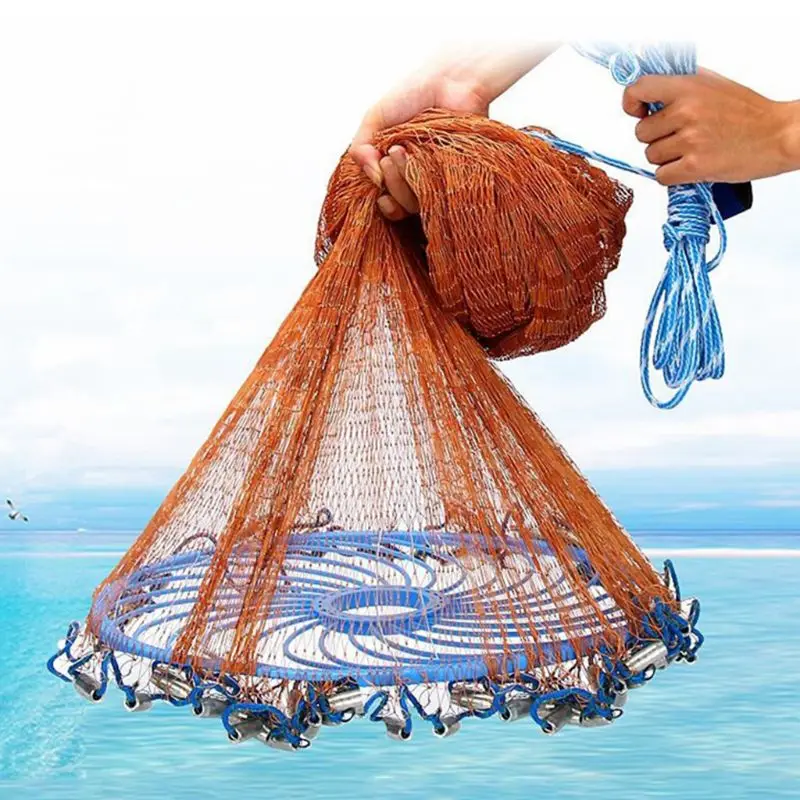 

Frisbee Type Tire Line Throwing Net Automatic Easy to Throw Folding Fishing Net with Heavy Lead Plumb Bobs