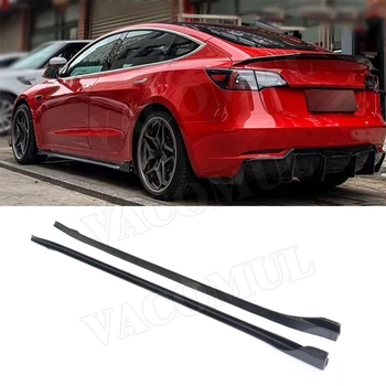 

Carbon fiber Side Skirts Door Lip Aprons Guard Spoiler for Tesla Model 3 2018 2019 2020 Car Styling