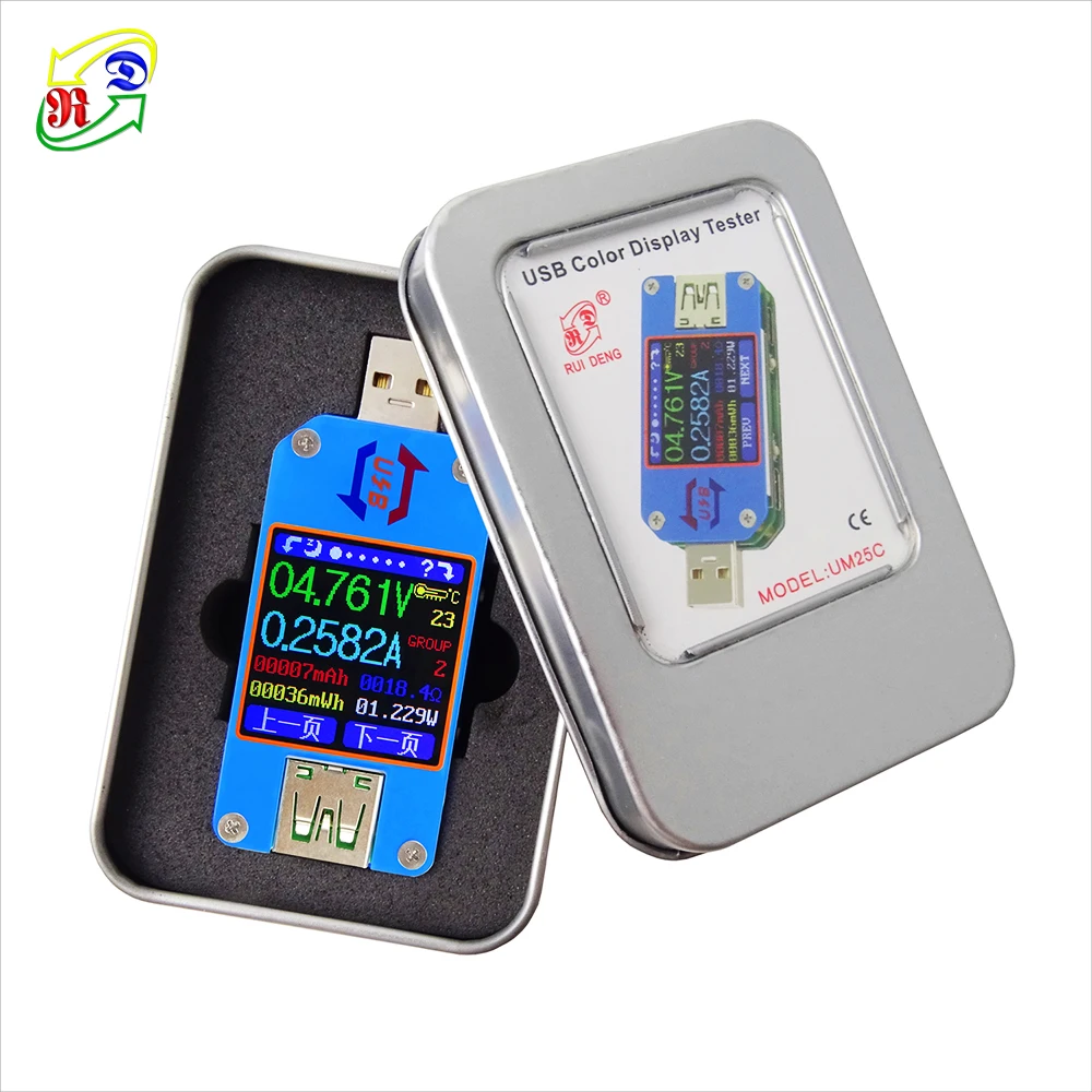 RD UM25 UM25C Для APP USB 2,0 Тип-C ЖК-дисплей Вольтметр Амперметр Напряжение измеритель тока, для батареи с зарядкой от usb Тестер