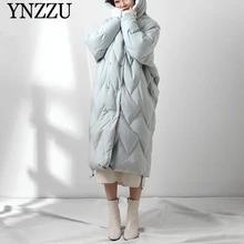 Winter Hooded Loose Women down coat White Long Warm Female down jacket Casual Elegant Outwear Black Fashion YNZZY 9O071