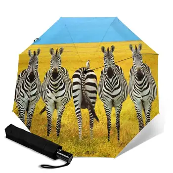 

Zebras creative men's and women's automatic three fold umbrella rainy day colorful fashion umbrella