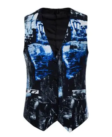 Floral Suit Vest Mens Fashion Plus Size 4XL Single Breasted Sleeveless Gilet Homme Costume Autumn Linen Breathable Waistcoat - Цвет: MJ06