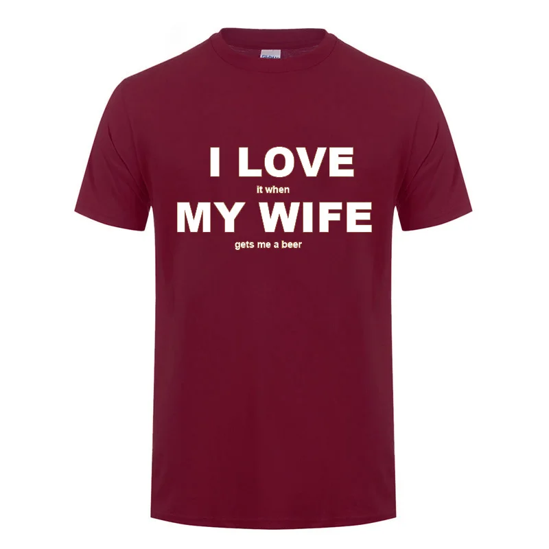 Мужская футболка подарки на день рождения для мужчины I Love My Wife Beer Humor забавная