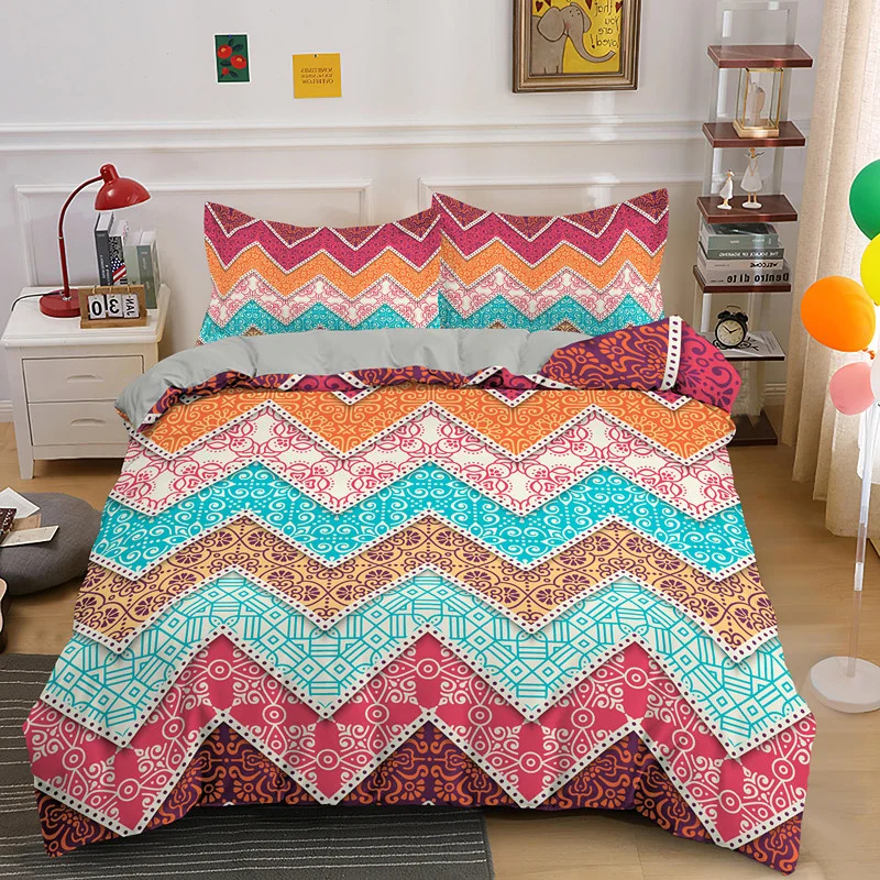 Geometric Waves Single Double King Queen Duvet Cover With Pillowcase 2/3pcs Bedding Set For Bedroom Decor Bed Sets Bedclothes 