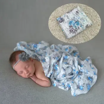 

Simple New Baby Lace Print Wrap Towel Cute Newborn Infants Elastic Swaddle Photography Props P31B