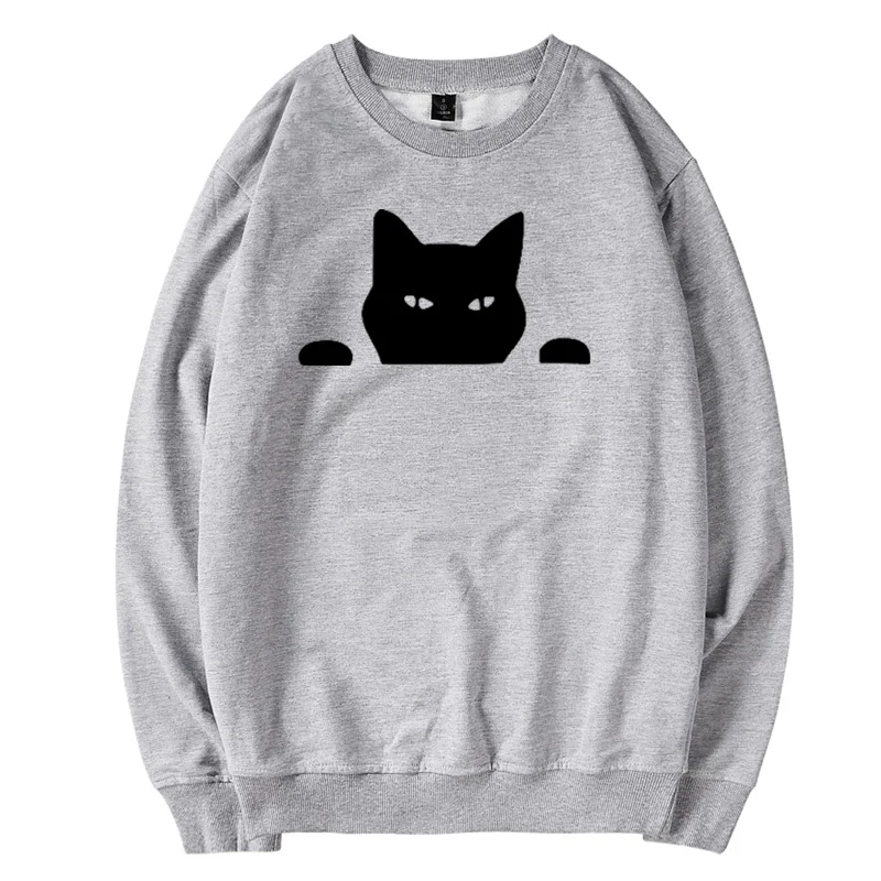 Cat Is Peeking толстовка с рисунком для женщин длинным рукавом Осень минимализм