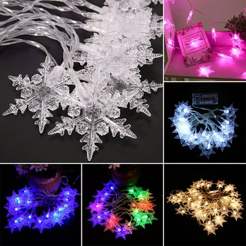 

Christmas Decor Diamond Snowflake LED lighting Strings Hexagonal LED Snowflake Light String Battery Powered Holiday