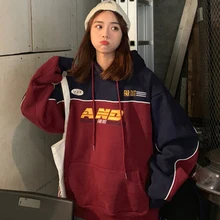 Женская одежда, рубашка с длинными рукавами, Зимняя Блузка, свободная, с капюшоном, с высоким воротником, с надписью, голова ленивого ветра, Ретро стиль, плюс бархат, утолщенная, дикая