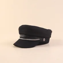 Женские армейские кепки для осени и зимы, Черные Мужские фетровые кепки с козырьком, винтажная плоская восьмиугольная кепка