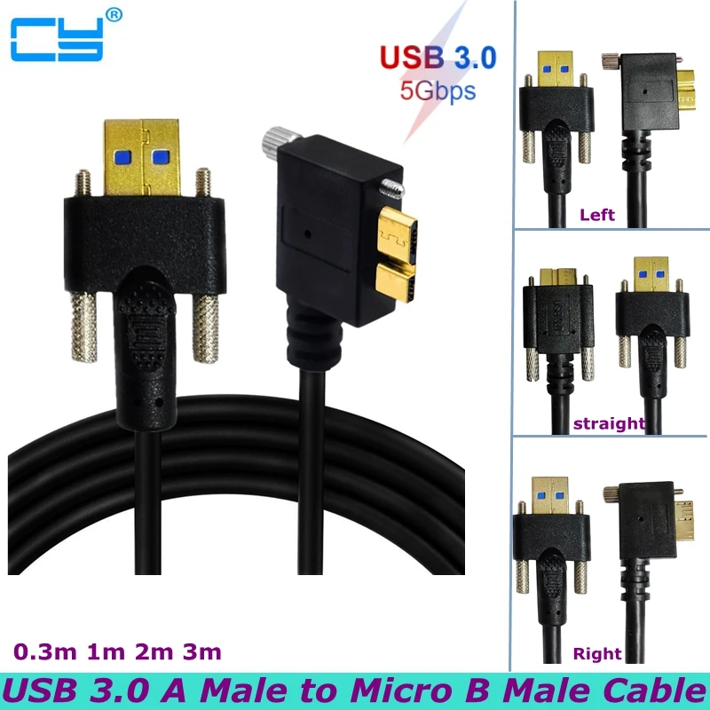 

USB 3,0 A Male к Micro B Male, с двойной винтовой блокировкой M3, компьютер, мобильный жесткий диск, промышленный кабель данных 1 м 3 м