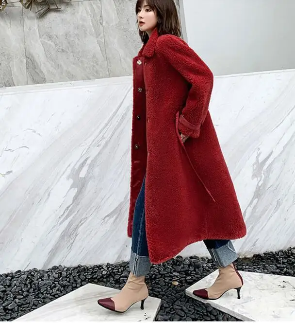 Женское осеннее пальто из натурального меха, зимнее пальто, женская одежда, Корейская винтажная шерстяная куртка из овчины, верхняя одежда, Manteau Femme ZT4342