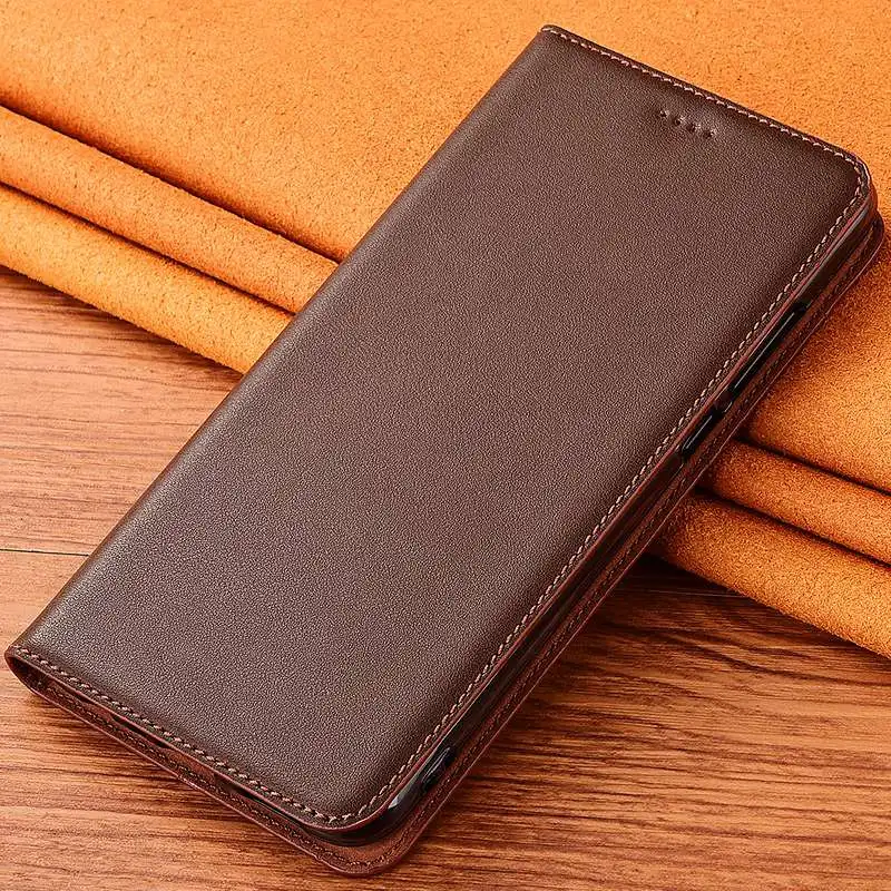 Чехол для мобильного телефона zte Nubia Z9 Z11 Z17 Z17S Z18 V18 Mini S Max откидная крышка из натуральной коровьей кожи чехол-подставка для телефона сумка - Цвет: Коричневый