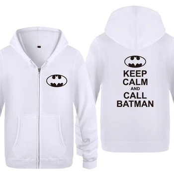 

Keep Calm and Call Batman - Batman Hoodies Men 2018 Men's Fleece Zipper Cardigans Hooded Sweatshirts