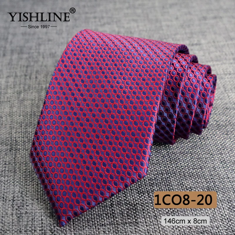 YISHLINE 8 см новые мужские галстуки Классический галстук синий для мужчин в полоску Цветочный Бизнес Жених Галстук Свадебные аксессуары Прямая - Цвет: 1CO8-20