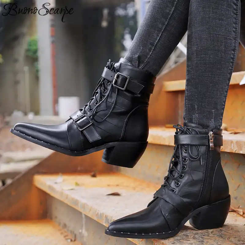 Buckle ankle boots womens Clearance