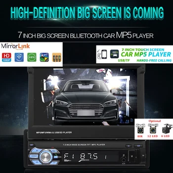 

1Din Car Audio 9601 HD Digital 7" HD Retractable Touch Screen Stereo MP5 Player Rear View Camera Bluetooth Hands free Auto radio