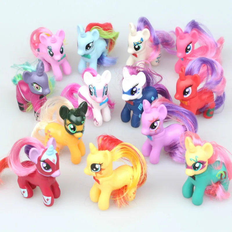 

13pcs My Little Pony unicorn Rainbow Action Figure 8cm PVC doll cake decoration magic Toys for kids birthday Christmas gift 2A46