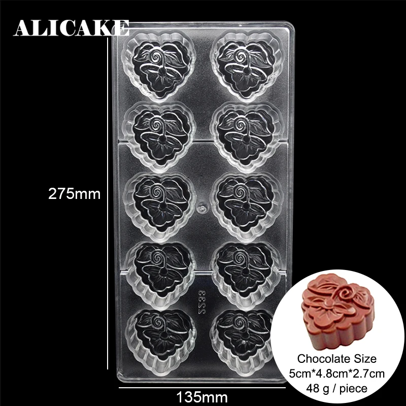 Цветы Сердце 3D поликарбонатные формы для шоколада, пластиковые инструменты для выпечки кондитерских изделий, формы для выпечки, формы для конфет, форма для шоколада