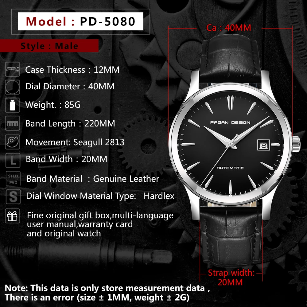 PAGANI Дизайн мужские классические механические деловые мужские часы водонепроницаемые часы мужские роскошные кожаные автоматические часы relojes hombre