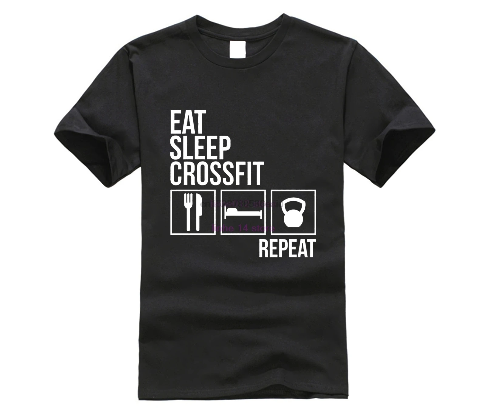 Eat Sleep Crossfit Футболка мужская летняя хлопковая футболка с короткими рукавами