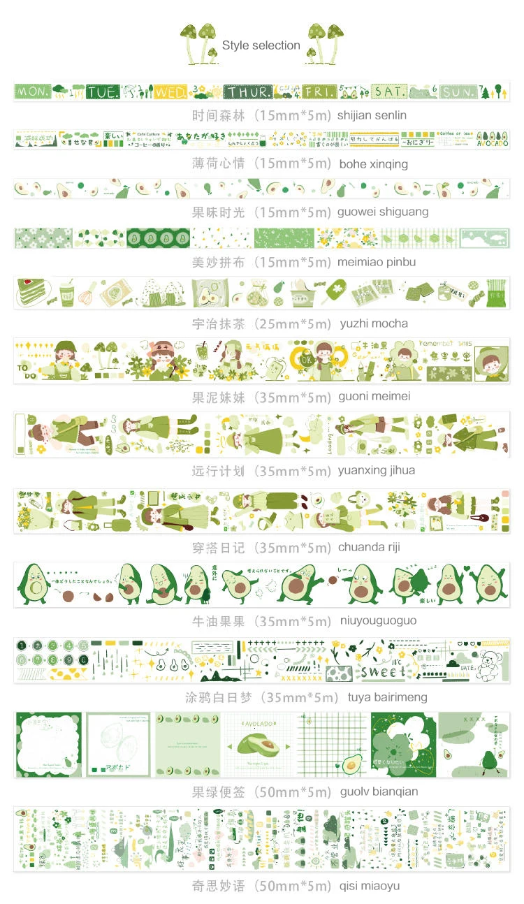 1 шт. серия авокадо Милая васи лента клейкая лента DIY Скрапбукинг наклейка этикетка маскирующая лента студенческие канцелярские принадлежности kawaii