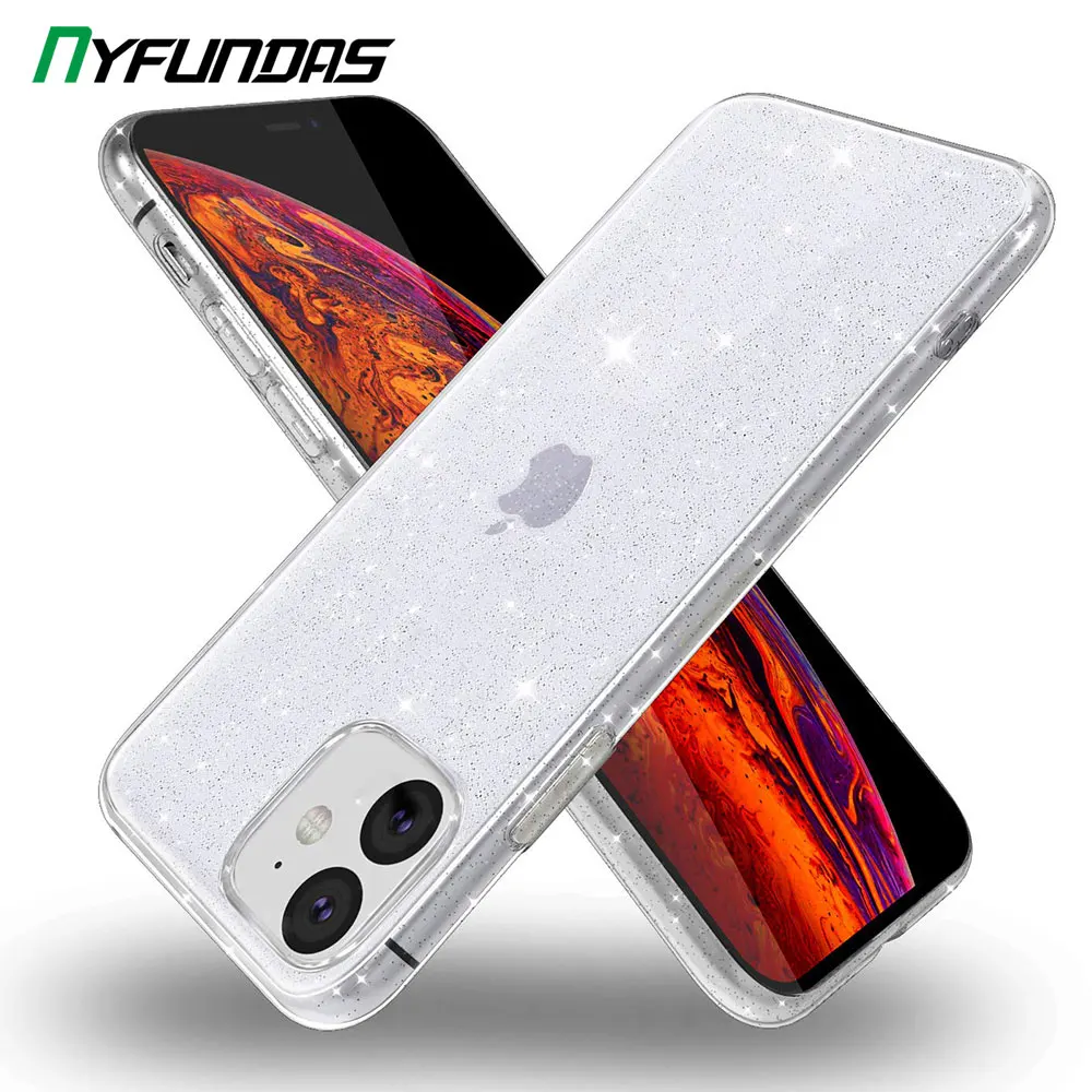 Прозрачный блестящий тонкий гибкий чехол из ТПУ для iPhone 11 Pro Max XR X XS 8 Plus 7 6 6S SE 2020 SE2