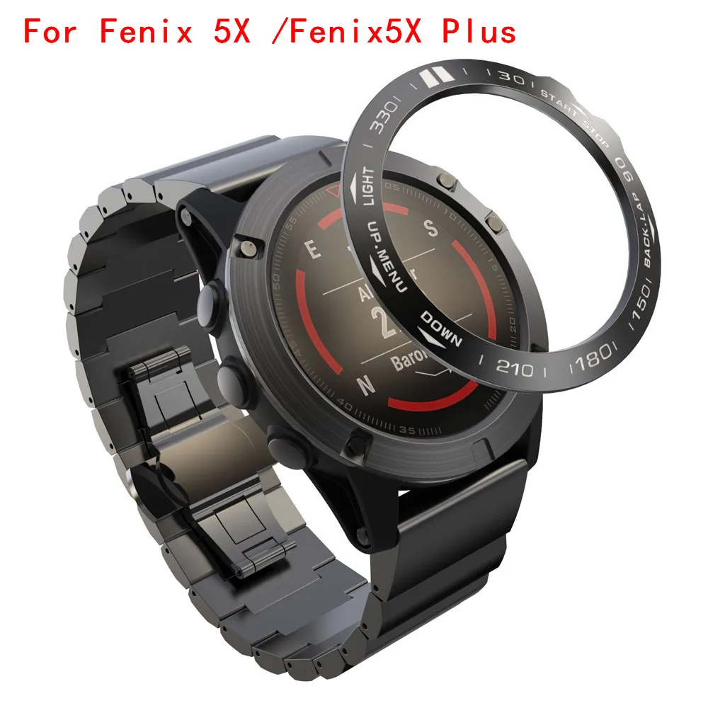 

For Garmin Fenix 5X / Fenix5X Plus Watch Bezel Ring Adhesive Cover Stainless Steel Smart watch accessories Protector Case #1205