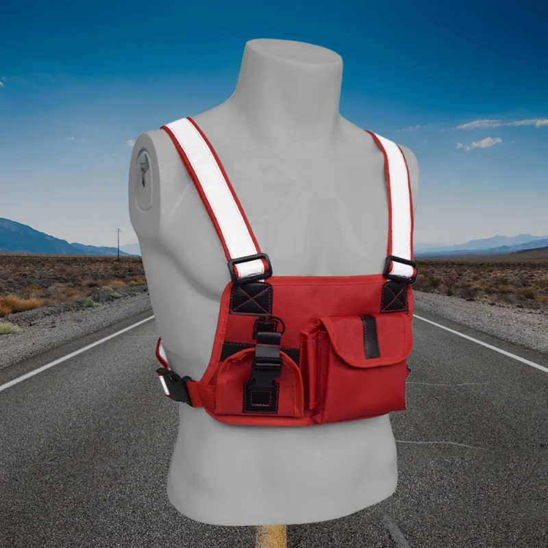 Hunting Tactical Vest Chest Bag Radio Harness Reflective Strap Chest Front Pack Pouch Holster Military Vest Chest Rig Bags