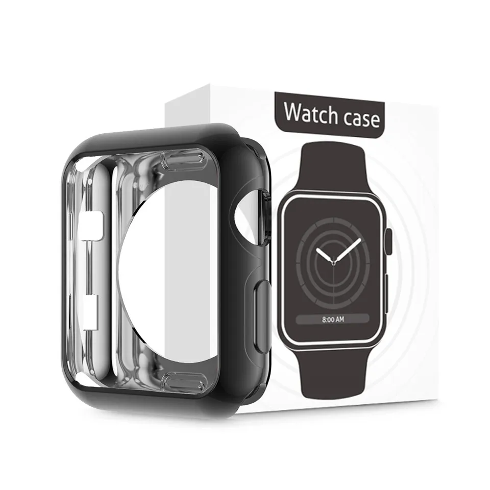 Защитный чехол из мягкого силикона для Apple Watch 40 мм 44 мм iWatch серии 1 2 3 4 42 мм 38 мм - Цвет: Black boxed