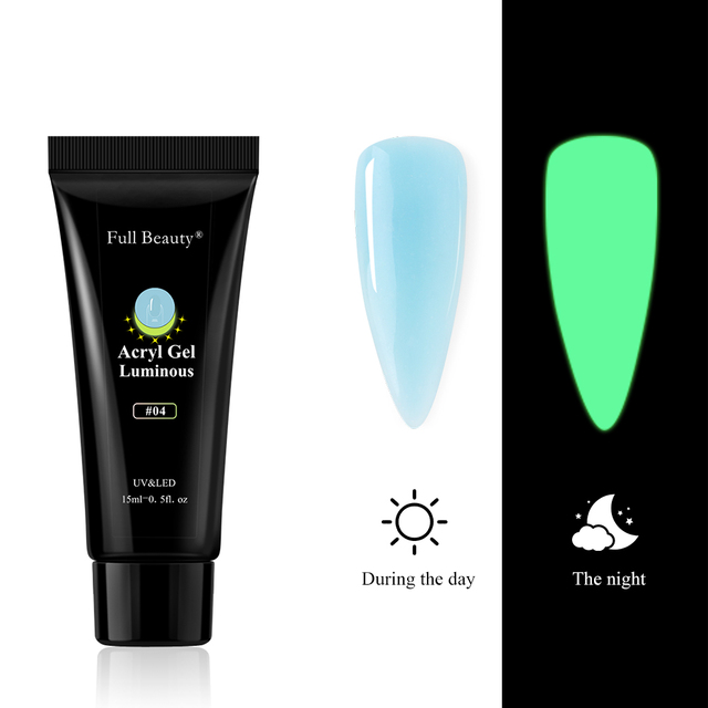 Glowing In Dark Poly UV Extension Gel Luminous Acrygel For Nail Neon Design Reflective Varnishes For Manicure Decor FB1832