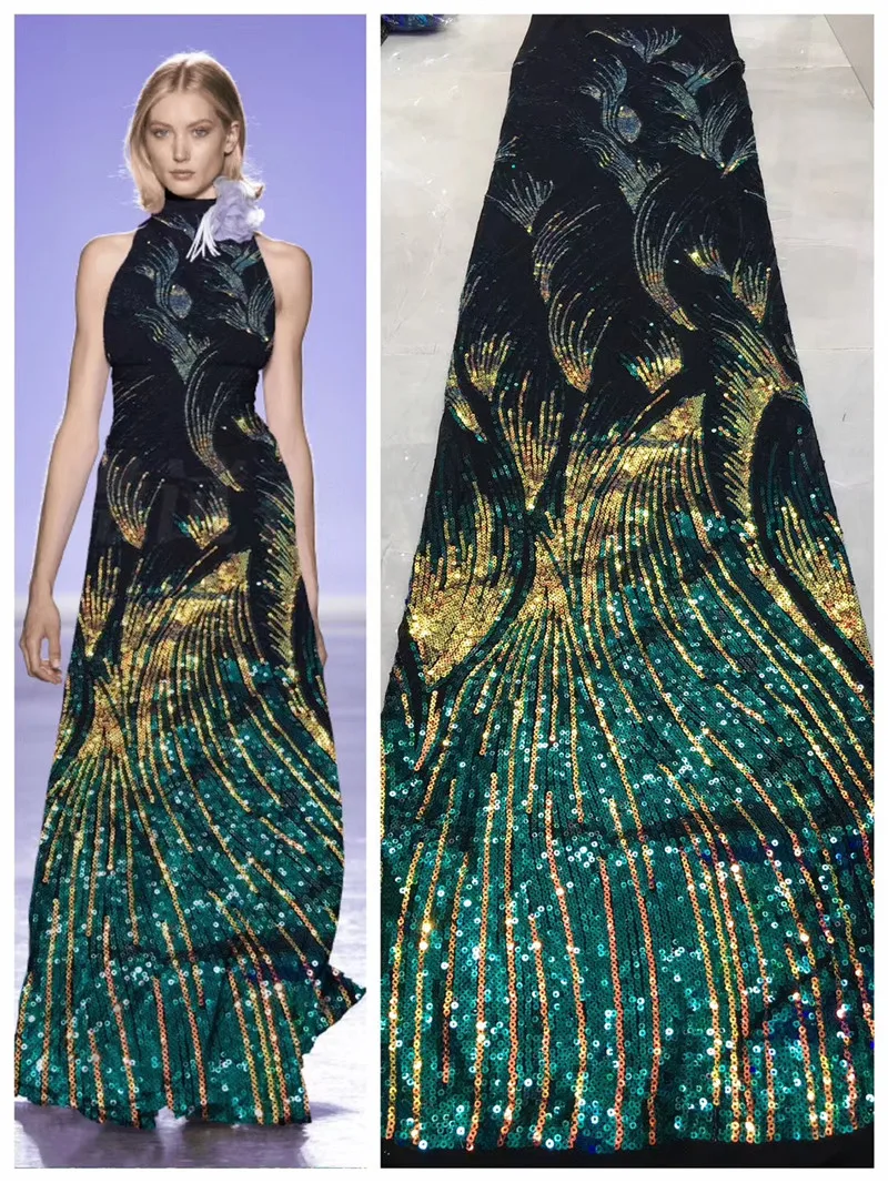 

Новый модный дизайн 5H-71302, модная Тюлевая вышивка с блестками, французская сетчатая кружевная ткань для вечернего платья