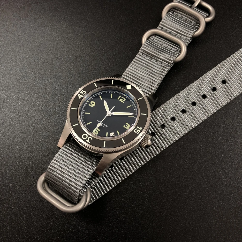 Nylon-GRAY Стальные часы для дайвинга 1952, первые в мире часы для дайвинга-Fifty Fathoms, стальные часы для дайвинга, 300 м, Мужские автоматические механические часы, сапфировые роскошные часы - Цвет: Nylon-GRAY