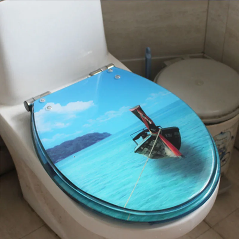 

Resin toilet seat toilet cover Green leaf insects descending UVO universal thickened toilet cover stainless steel
