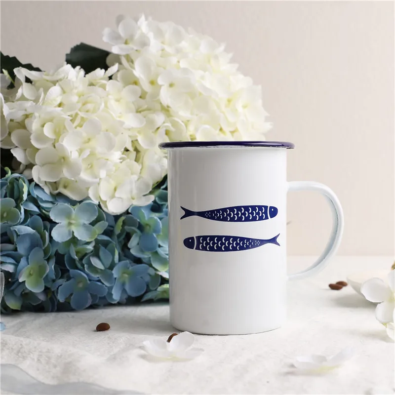 Enamel Coffee Mugs Unbreakable Outdoor Travel Water Cups Beer Cups Camping Bonfire Party Fishing Picnic Gifts