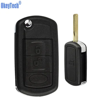 

OkeyTech for Land Rover Range Rover Sport LR3 Discovery Evoque Freelander Discovery Sport Flip Key Shell Case 3 Buttons Has Text
